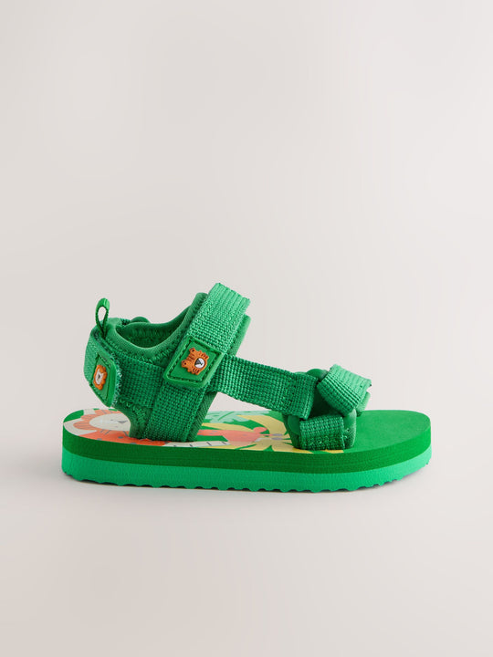 Green Standard Fit (F) Touch Fastening Trekker Walking Sandals