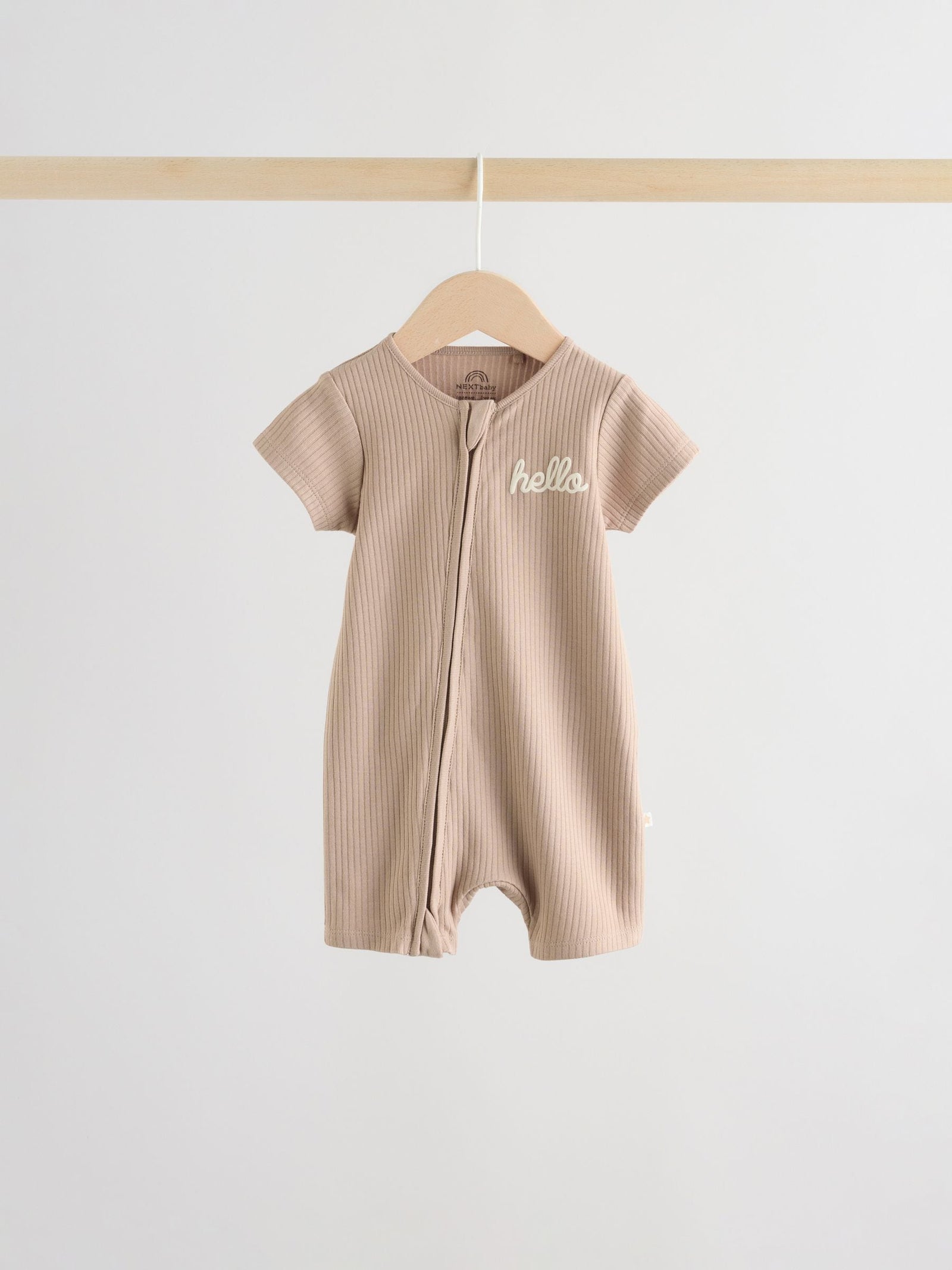 Beige Two Way Zip Baby Rompers 3 Pack (0mths-3yrs)