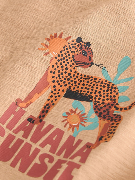 Tan Cheetah Havana Sunset Short Sleeve Back Print T-Shirt (3mths-7yrs)