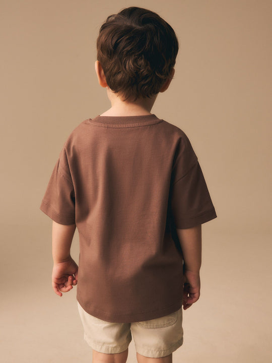Chocolate Brown Lion Short Sleeve Small Graphic T-Shirt (3mths-7yrs)