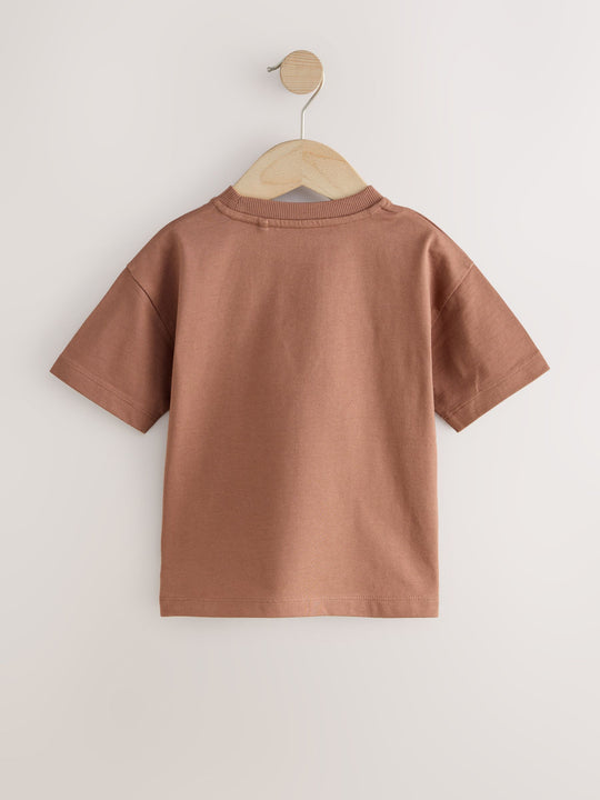 Chocolate Brown Lion Short Sleeve Small Graphic T-Shirt (3mths-7yrs)
