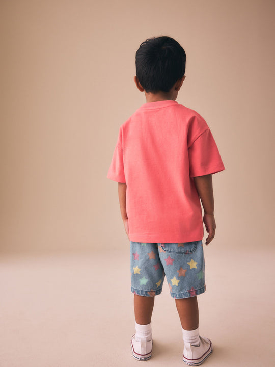 Coral Pink Wild Slogan Short Sleeve Small Graphic T-Shirt (3mths-8yrs)