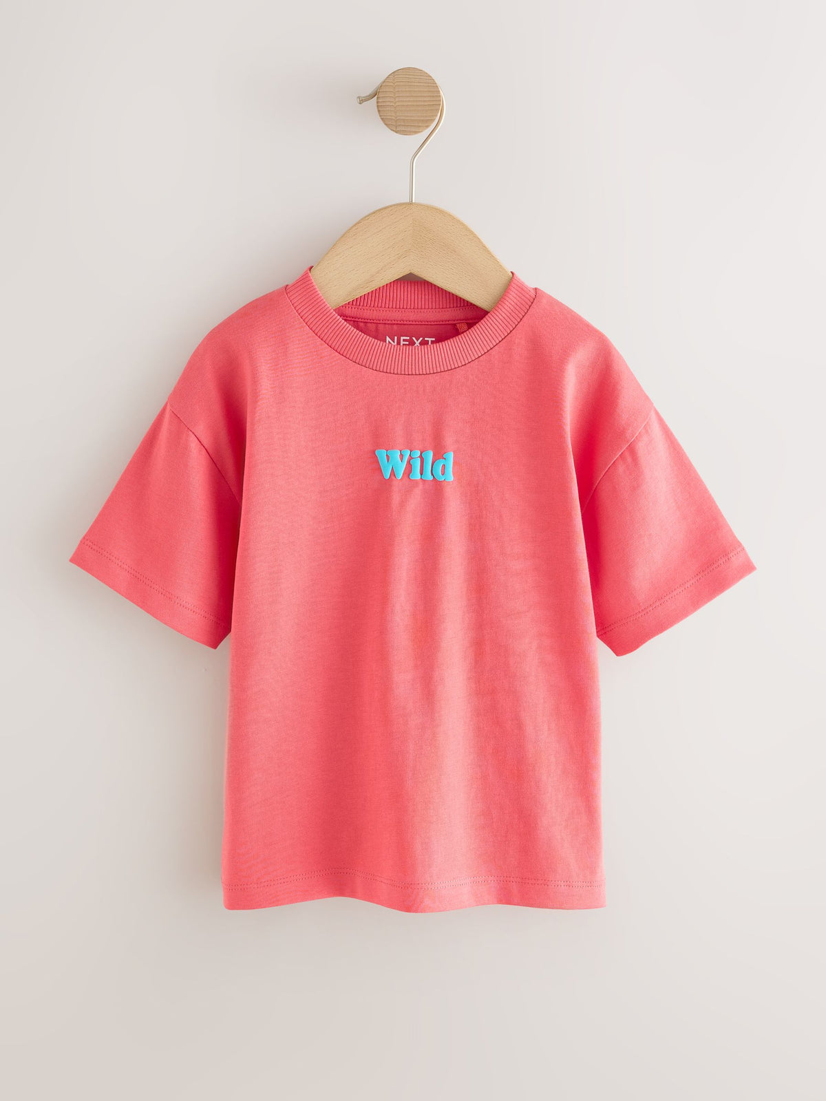 Coral Pink Wild Slogan Short Sleeve Small Graphic T-Shirt (3mths-7yrs)