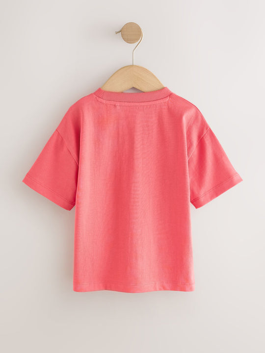 Coral Pink Wild Slogan Short Sleeve Small Graphic T-Shirt (3mths-8yrs)