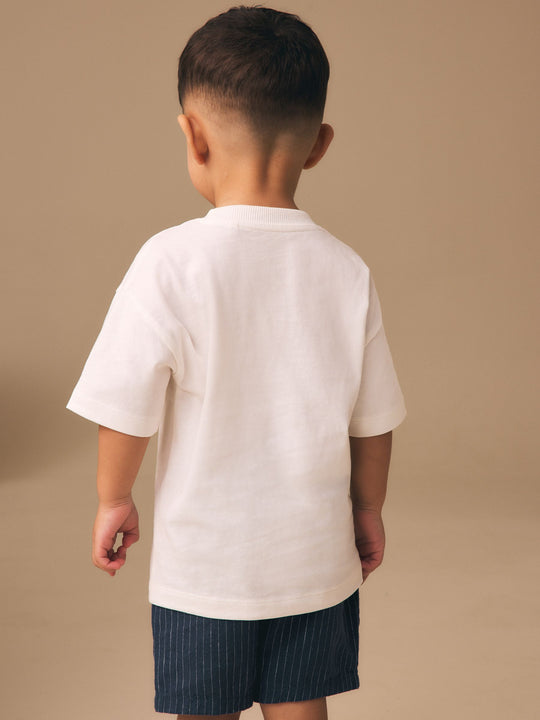 White Boat Short Sleeve Small Graphic T-Shirt (3mths-7yrs)