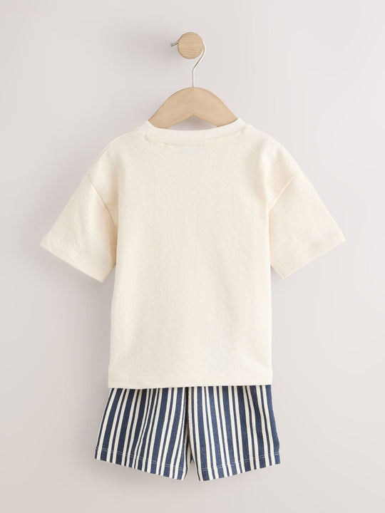 Ecru Textured Short Sleeve T-Shirt and Shorts Set (3mths-7yrs)
