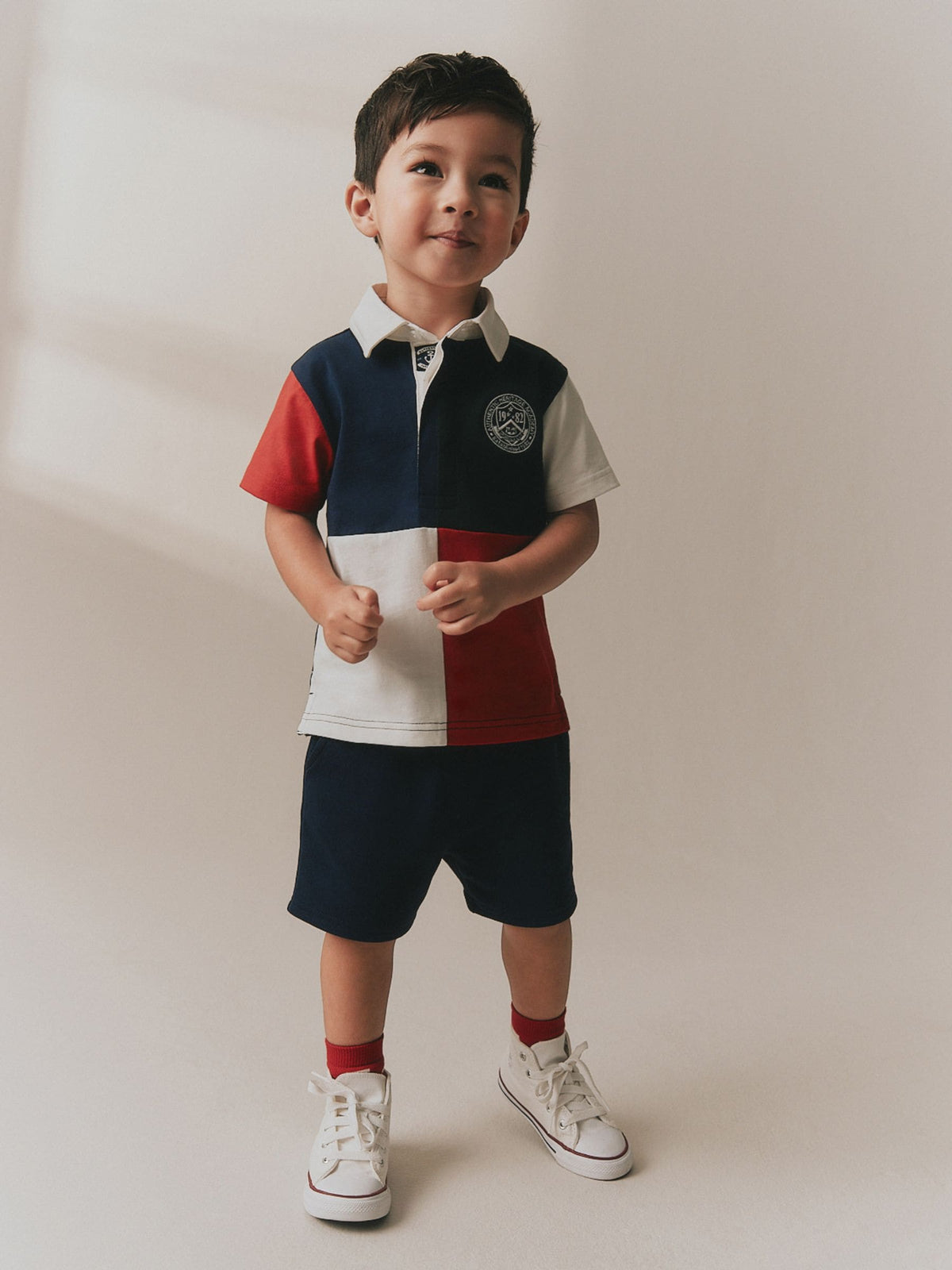 Red/Blue/Green Colourblock Short Sleeve Polo Shirt and Shorts Set (3mths-7yrs)