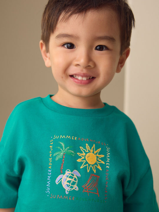 Green Beach Short Sleeve T-Shirt and Shorts Set (3mths-7yrs)