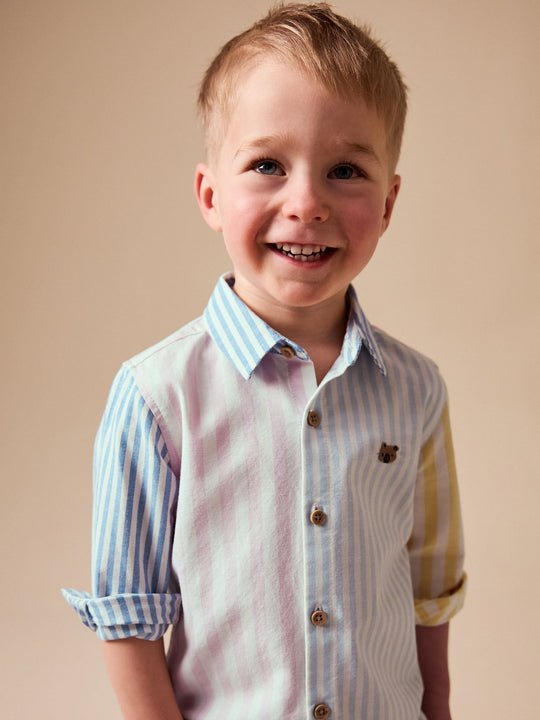 Pink/Blue Character Long Sleeve Oxford Shirt (3mths-7yrs)