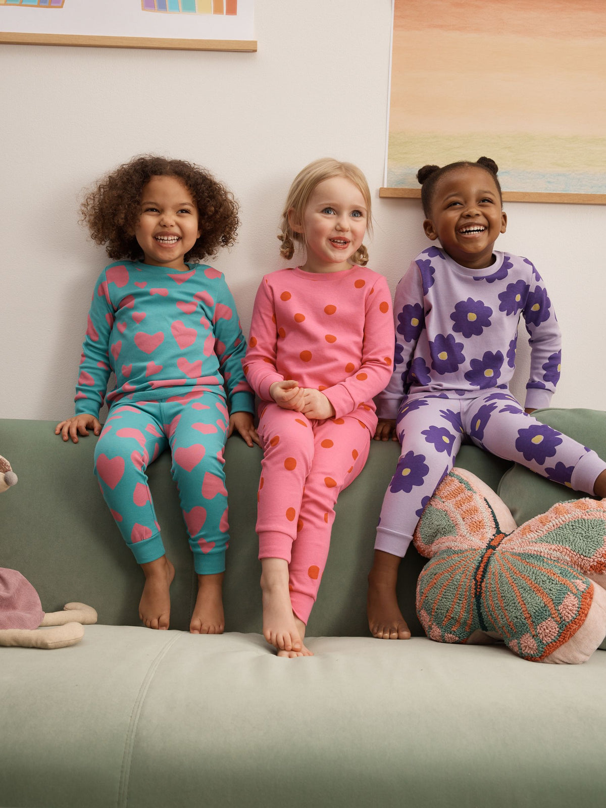 Pink/Turq Stampy Print Snuggle Pyjamas 3 Pack (9mths-12yrs)