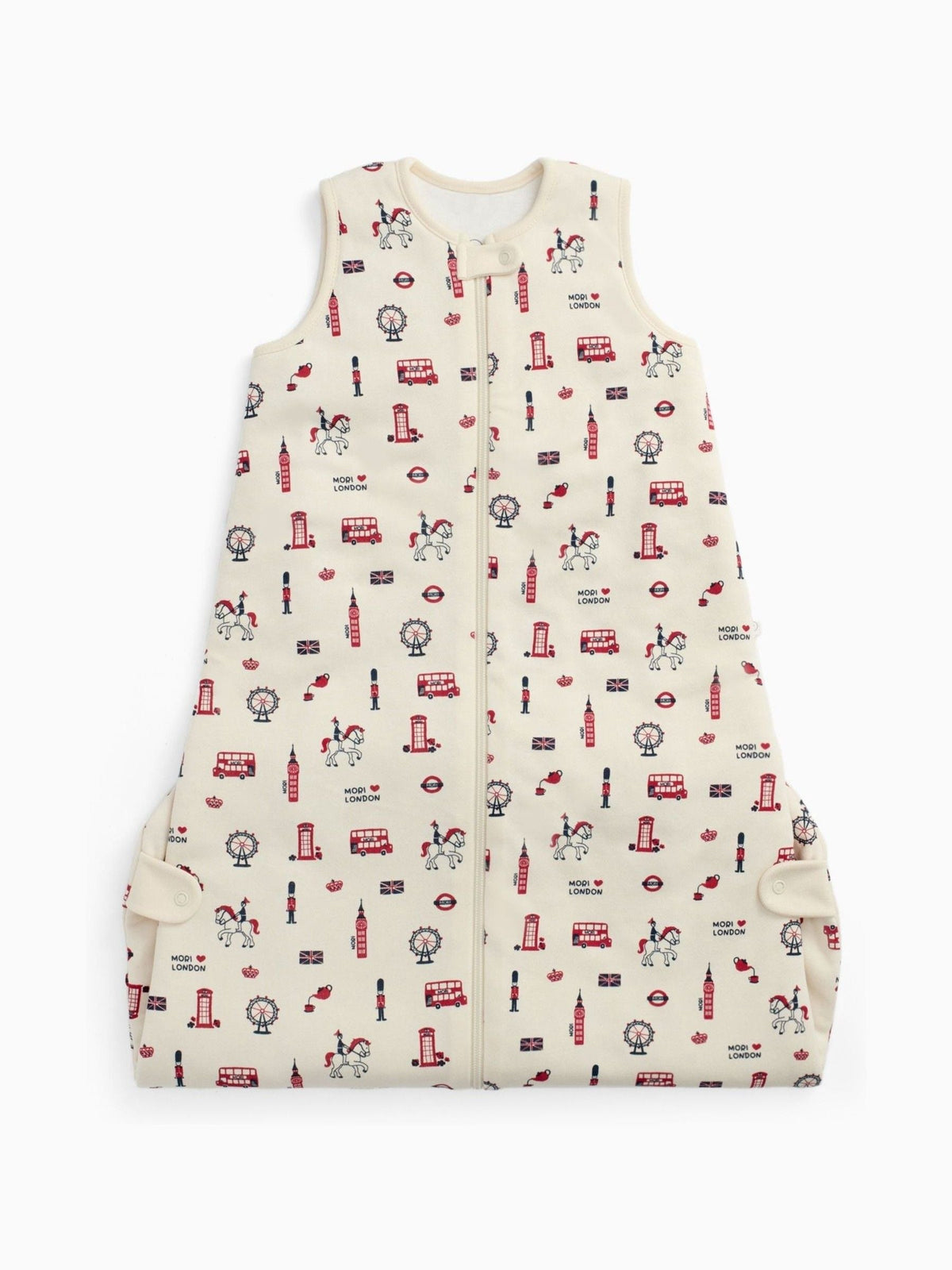 MORI Cream London Print Supersoft 1.5 Tog Sleeping Bag Front Zip