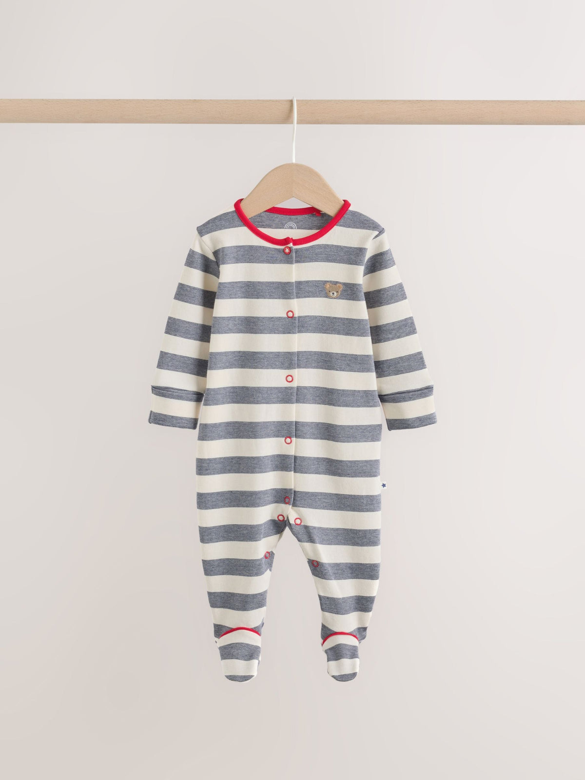 Blue Red Stripe Baby Sleepsuit 3 Pack (0mths-2yrs)