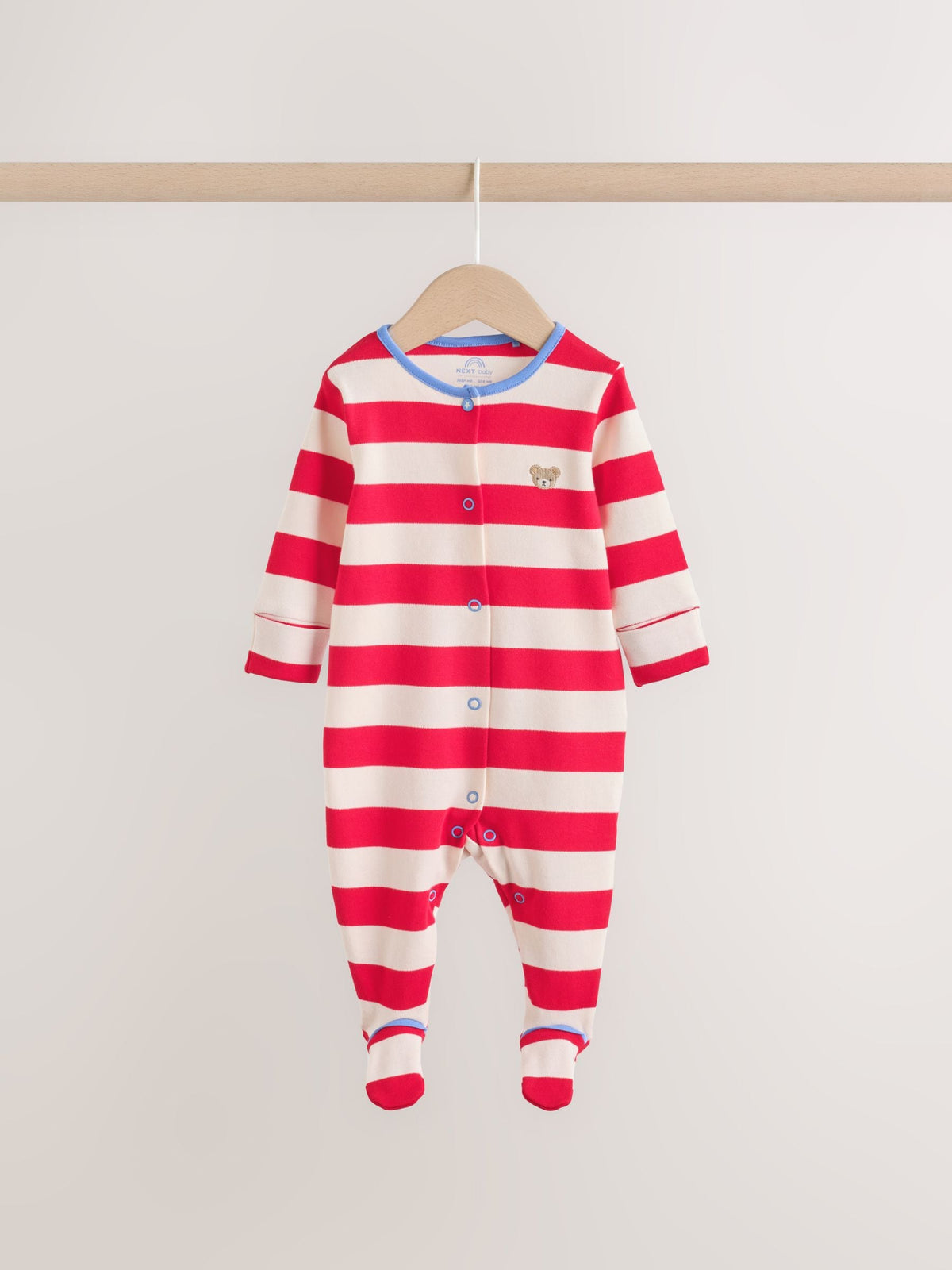 Blue Red Stripe Baby Sleepsuit 3 Pack (0mths-2yrs)