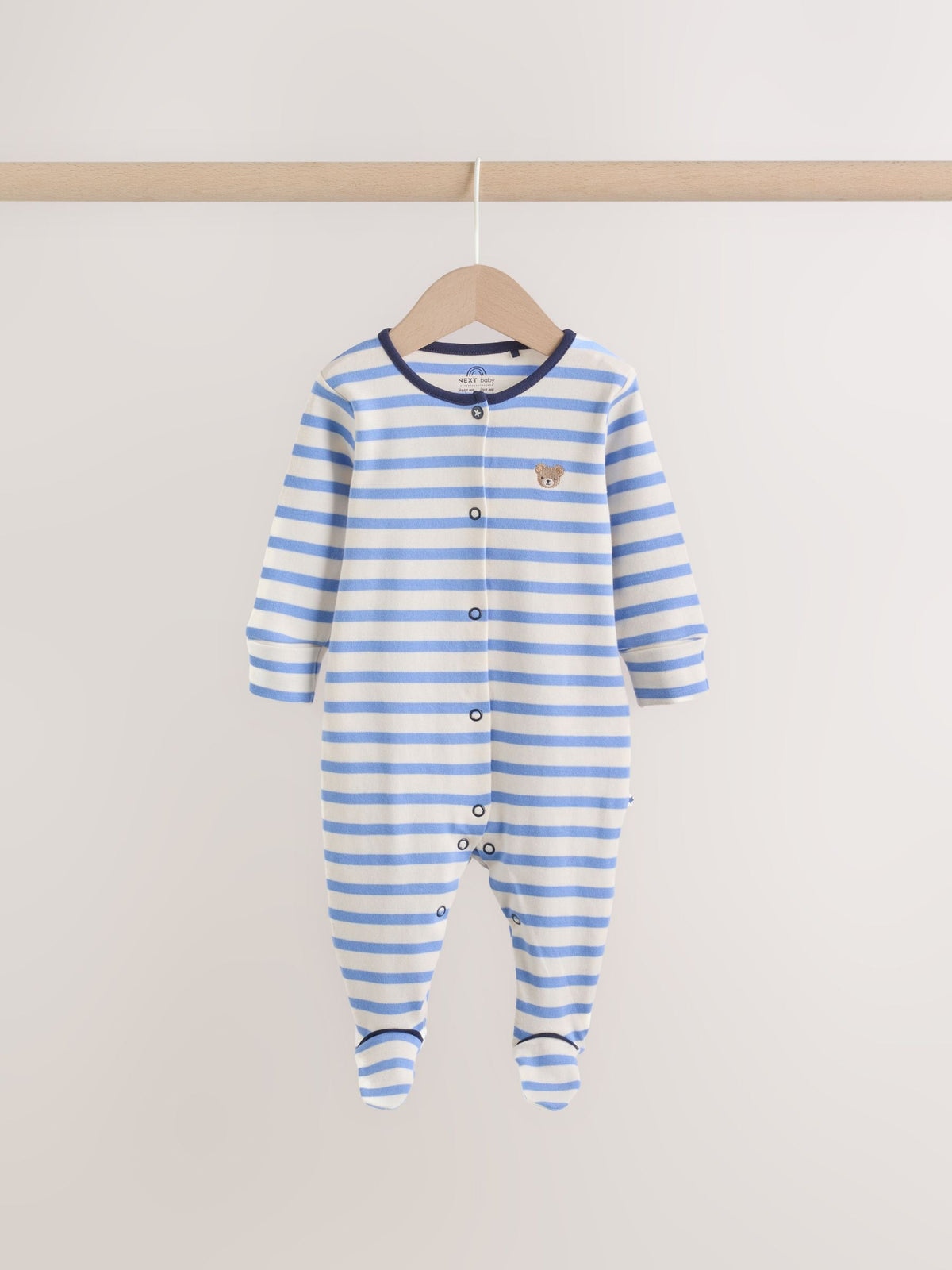 Blue Red Stripe Baby Sleepsuit 3 Pack (0mths-2yrs)