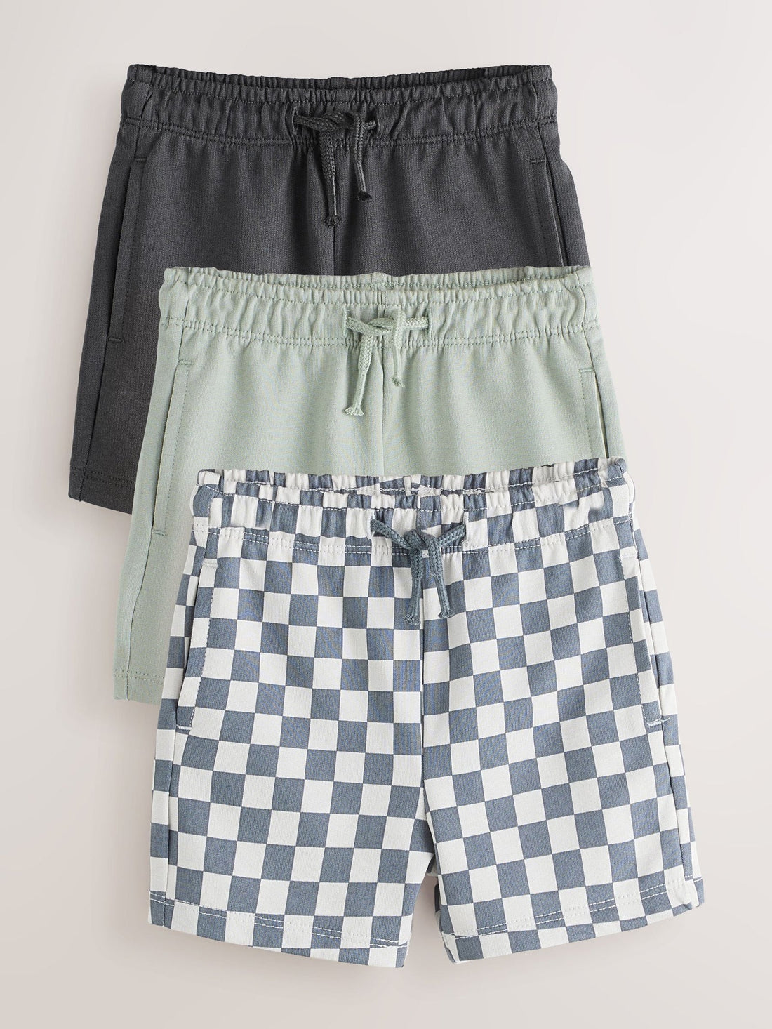 Charcoal Checkerboard Jersey Shorts 3 Pack (3mths-7yrs)