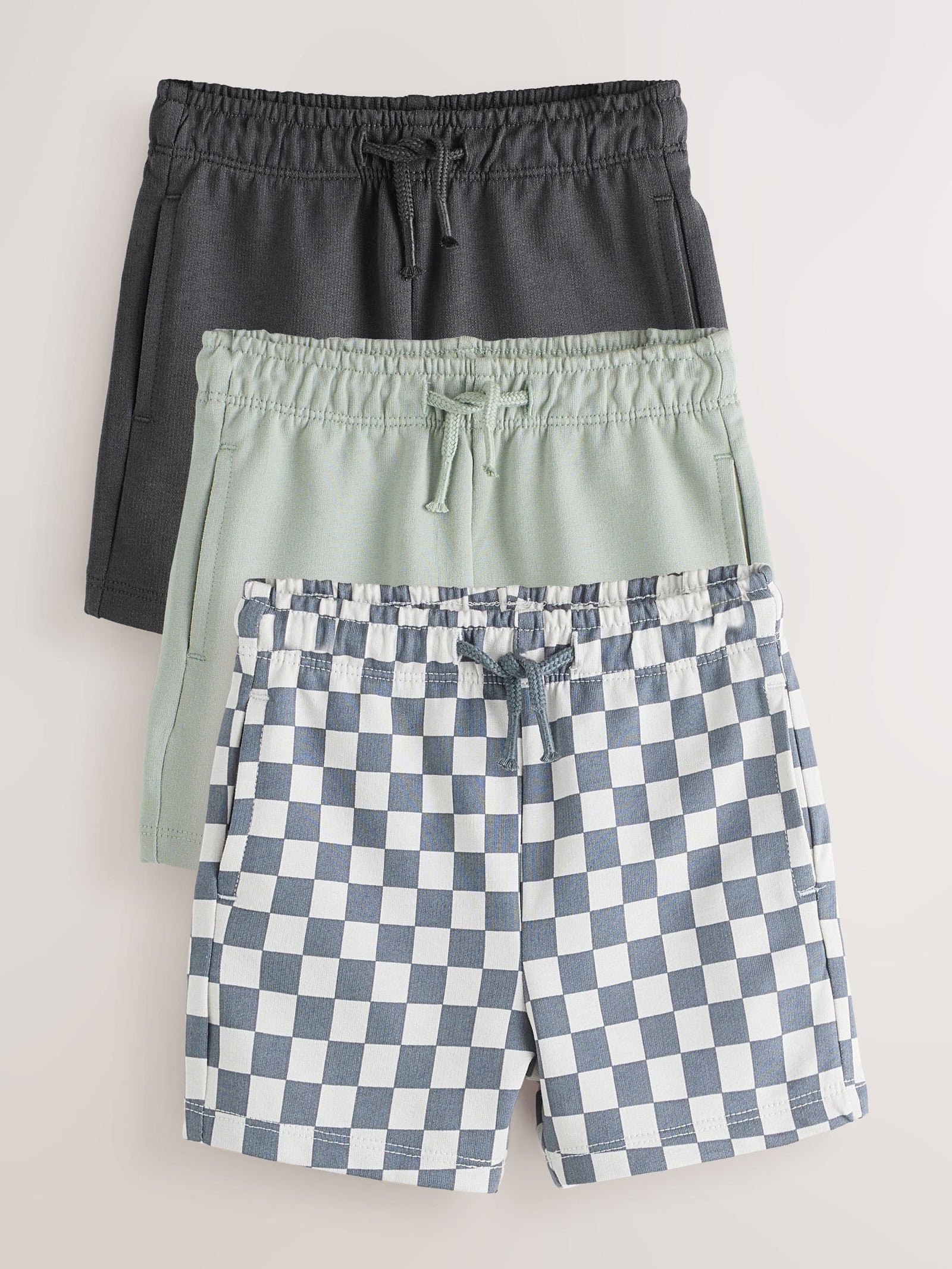 Charcoal Checkerboard Jersey Shorts 3 Pack (3mths-7yrs)