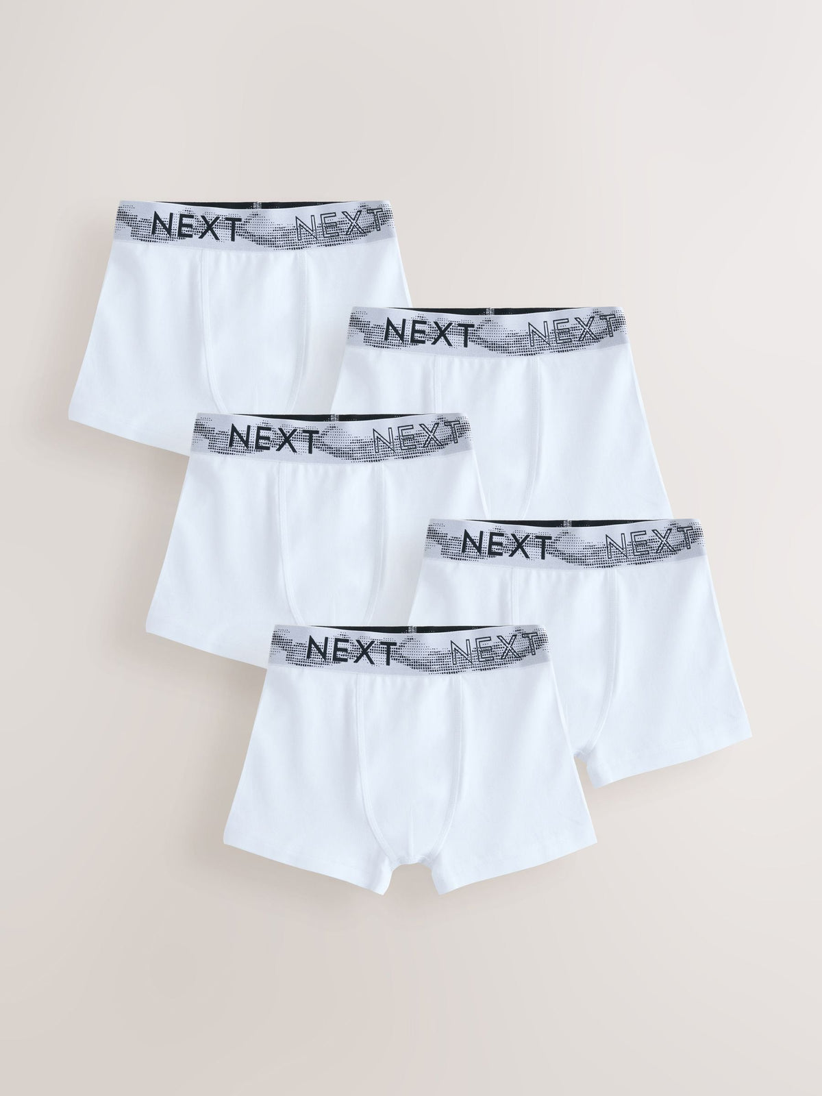 White with Stippling Waistband Trunks 5 Pack (1.5-16yrs)