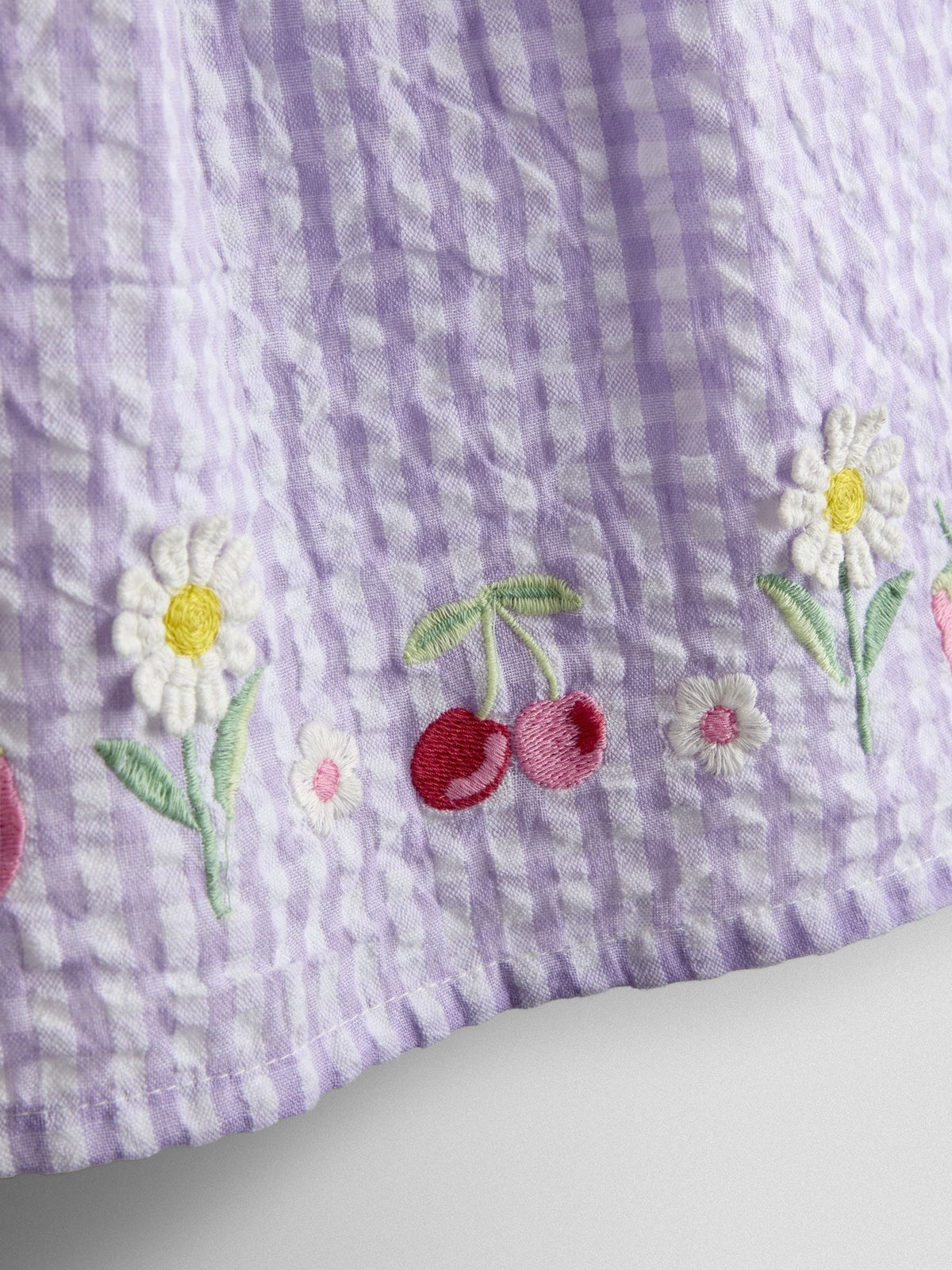 JoJo Maman Bébé Lilac Purple Cherry Appliqué Smocked Dress