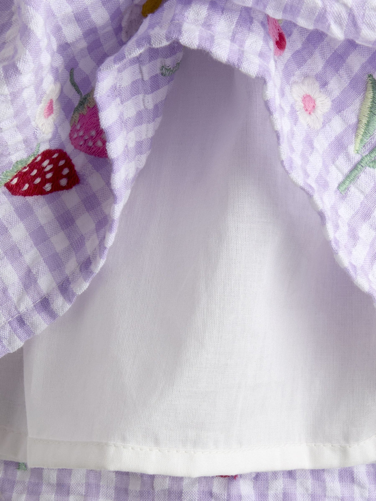 JoJo Maman Bébé Lilac Purple Cherry Appliqué Smocked Dress