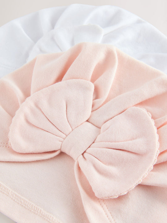 Pink/White Baby Turbans 2 Pack (0-18mths)