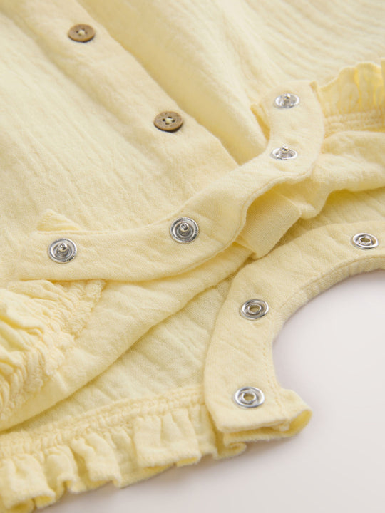 Yellow Baby Short Leg Muslin Romper (0mths-3yrs)