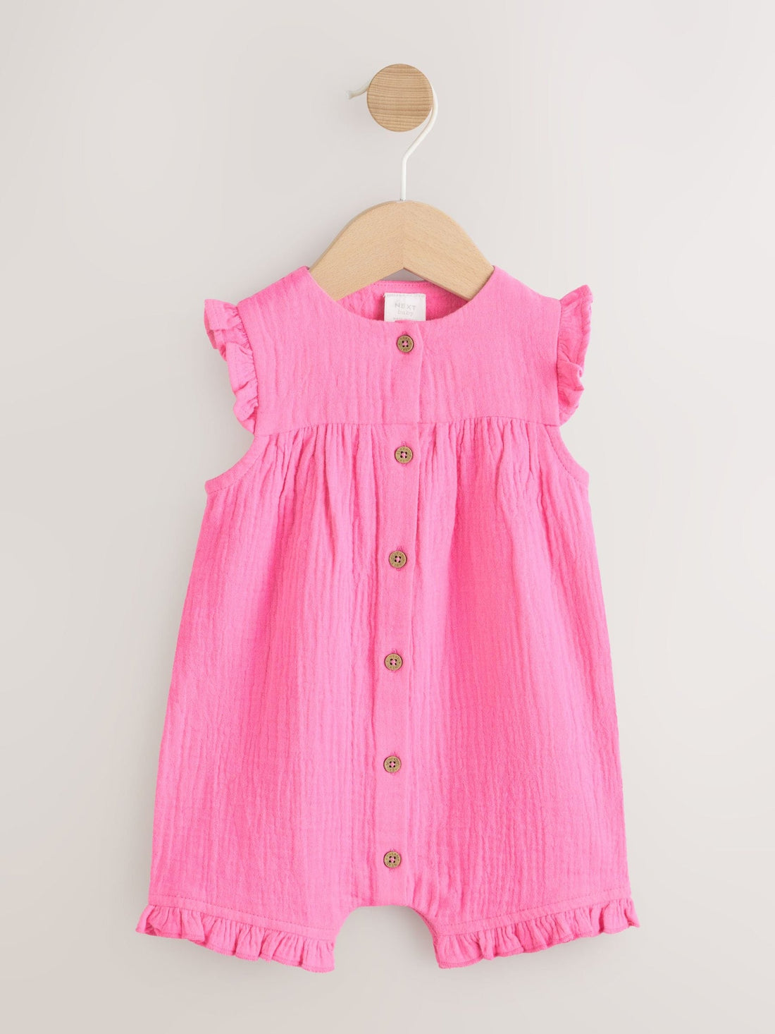 Pink Baby Short Leg Muslin Romper (0mths-3yrs)