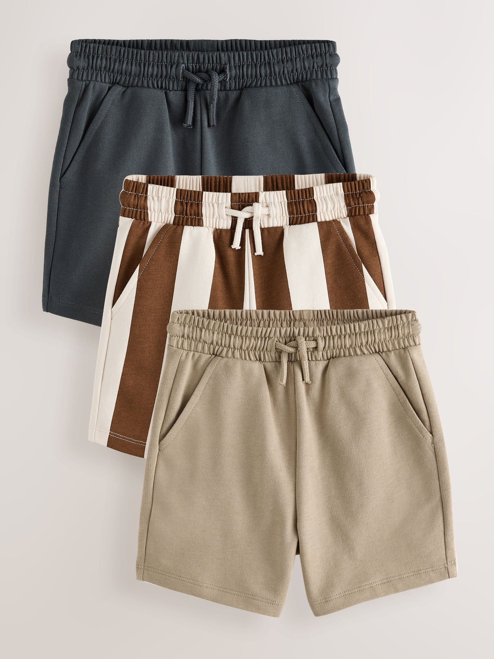 Brown/Cream Jersey Shorts 3 Pack (3mths-7yrs)