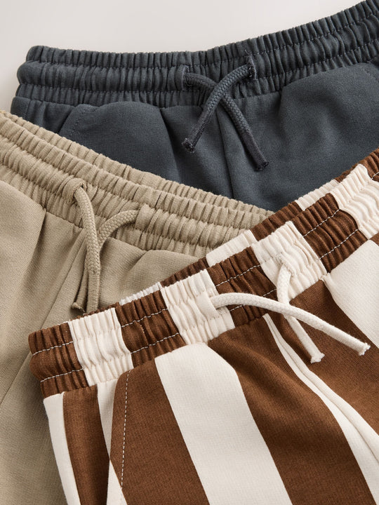 Brown/Cream Jersey Shorts 3 Pack (3mths-7yrs)