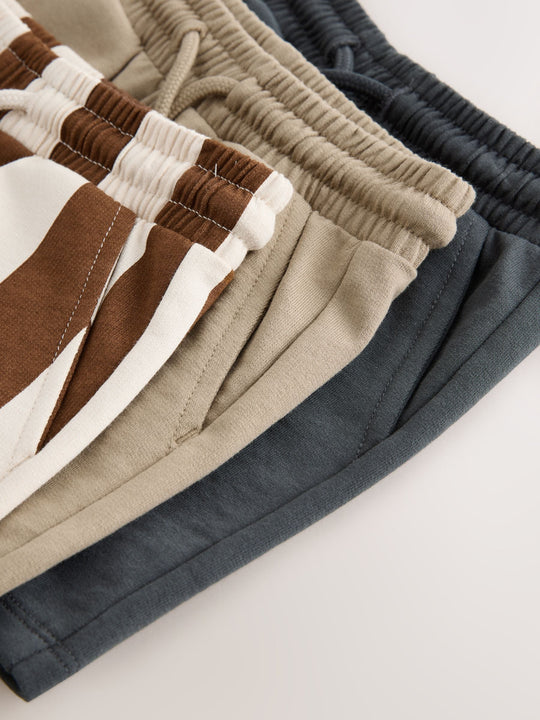 Brown/Cream Jersey Shorts 3 Pack (3mths-7yrs)