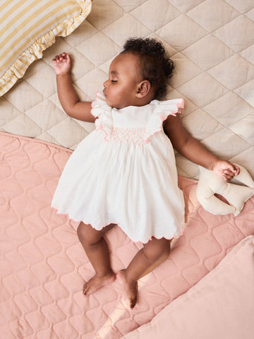White Woven Baby Dress and Knickers Set 2 Piece (0mths-2yrs)