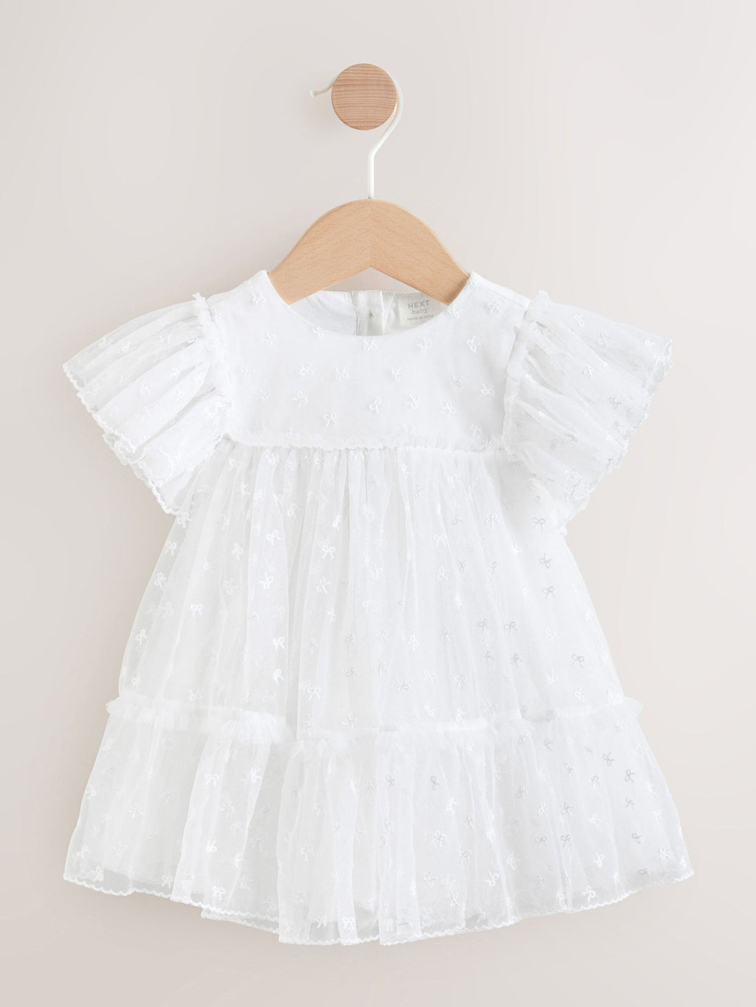 White Bow Mesh Baby Dress (0mths-2yrs)