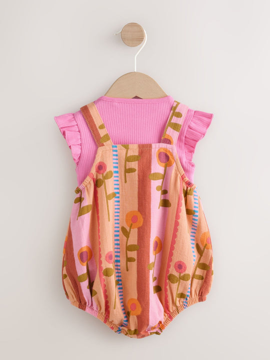 Pink Bright Bloomer Baby Romper with Bodysuit Set 2 Piece (0mths-2yrs)