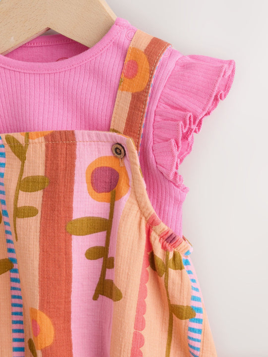 Pink Bright Bloomer Baby Romper with Bodysuit Set 2 Piece (0mths-2yrs)