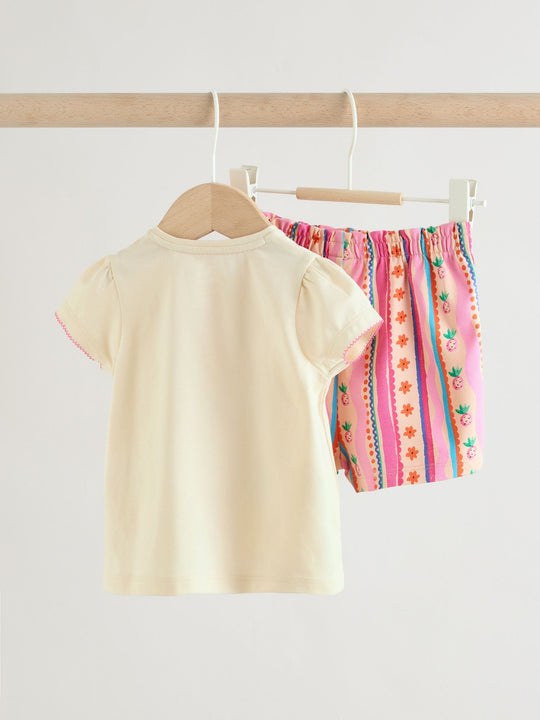 Ecru Tropical Short Sleeve Baby Top and Short Set 2 Piece (0mths-2yrs)