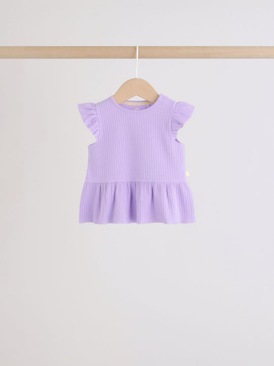 Multi Baby Short Sleeve Peplum T-Shirts 4 Pack (0mths-2yrs)