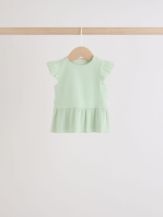Multi Baby Short Sleeve Peplum T-Shirts 4 Pack (0mths-2yrs)