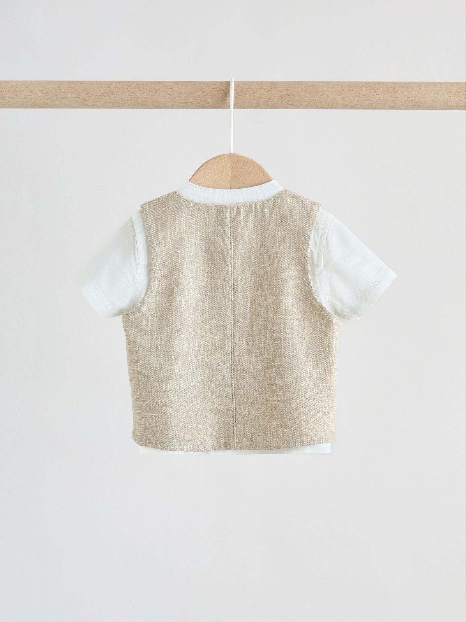 Neutral Woven Waistcoat, Shirt and Shorts Baby Set 3 Piece (0mths-2yrs)
