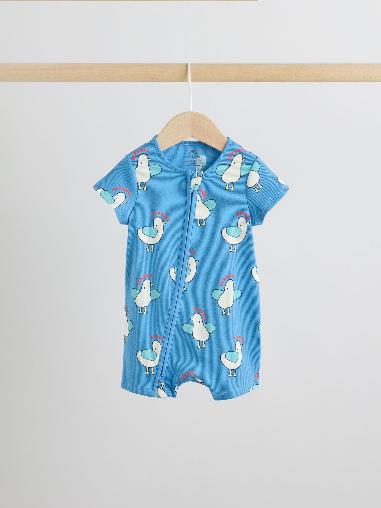 Blue/Yellow Two Way Zip Baby Rompers 3 Pack (0mths-3yrs)
