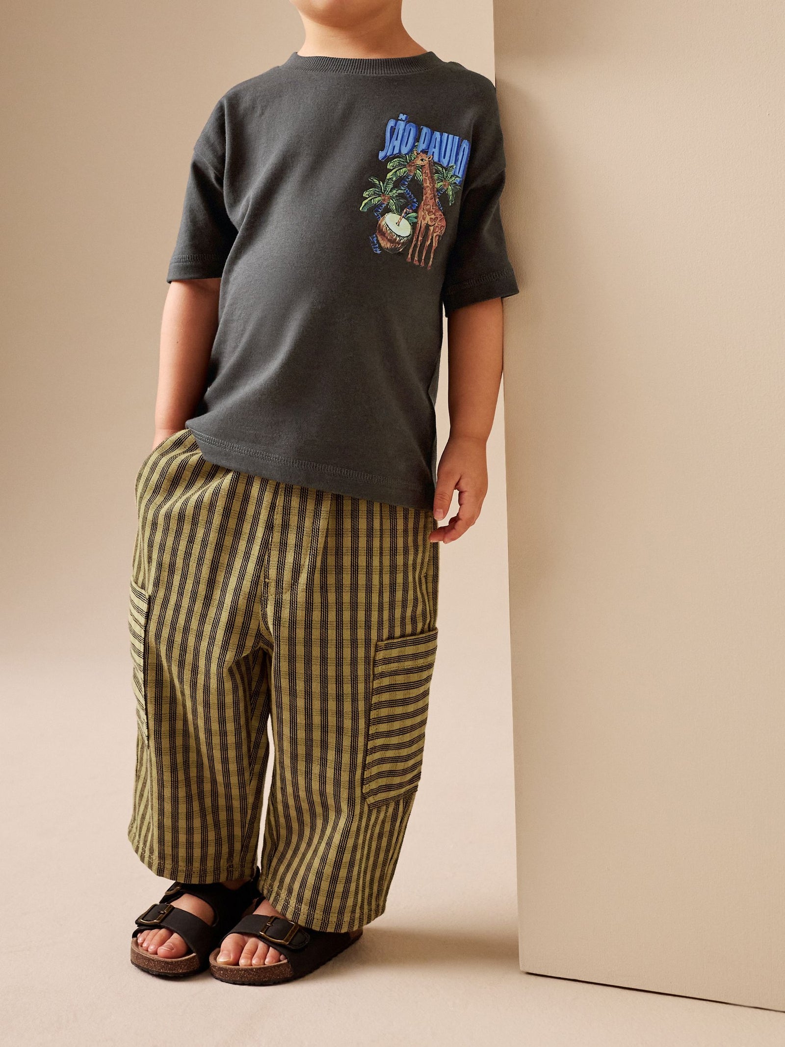 Yellow Print Side Pocket Wide Trousers (3mths-7yrs)