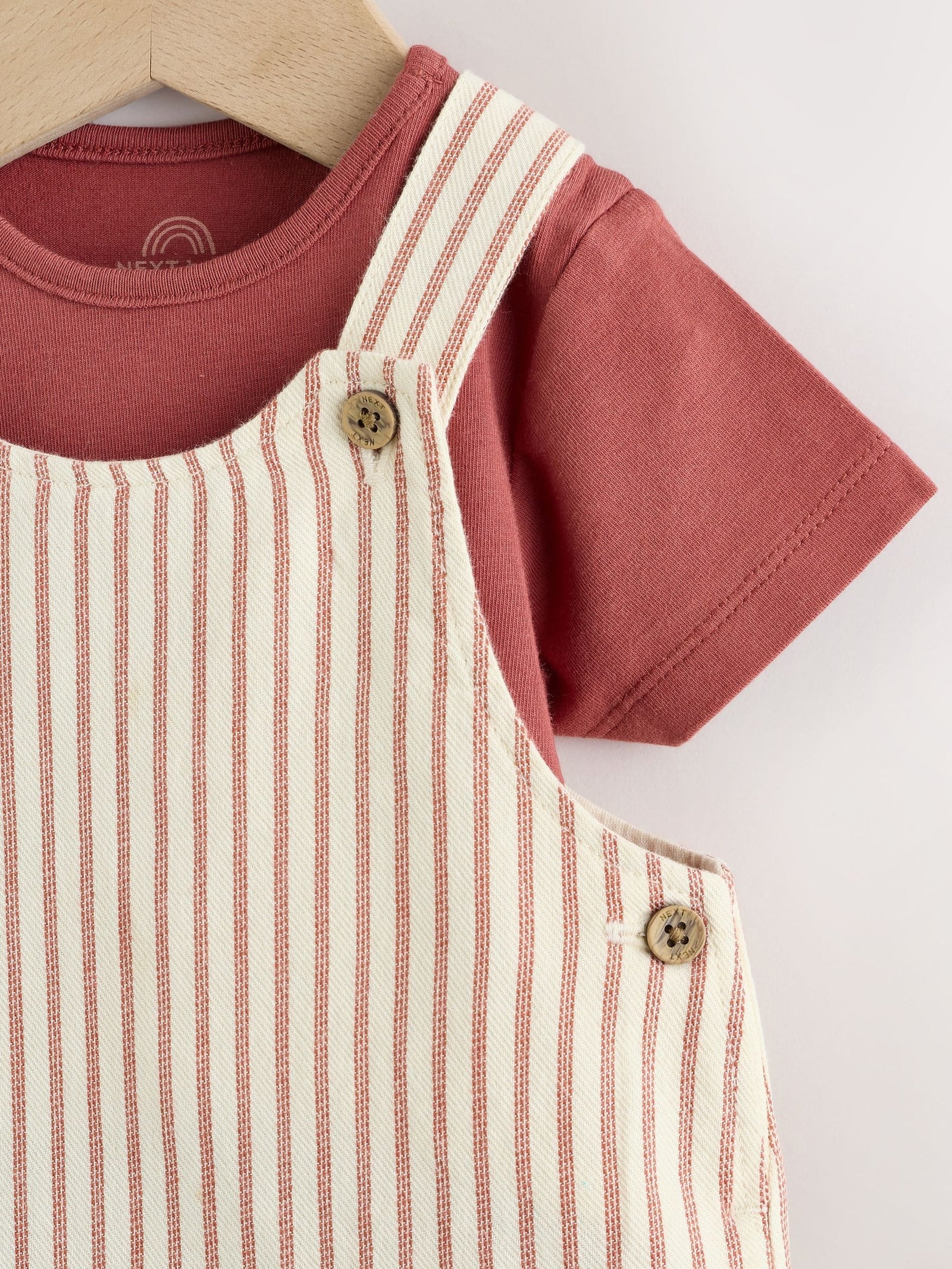 Brown Stripe Woven Dungarees and Bodysuit Set (0mths-2yrs)