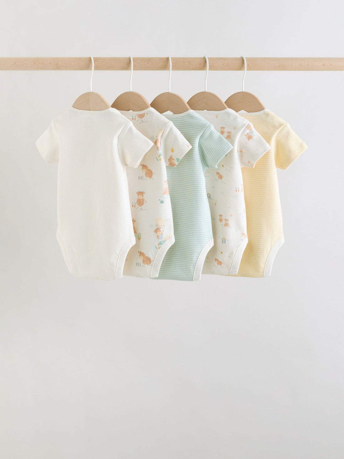 Ecru White Short Sleeve Baby Bodysuits 5 Pack
