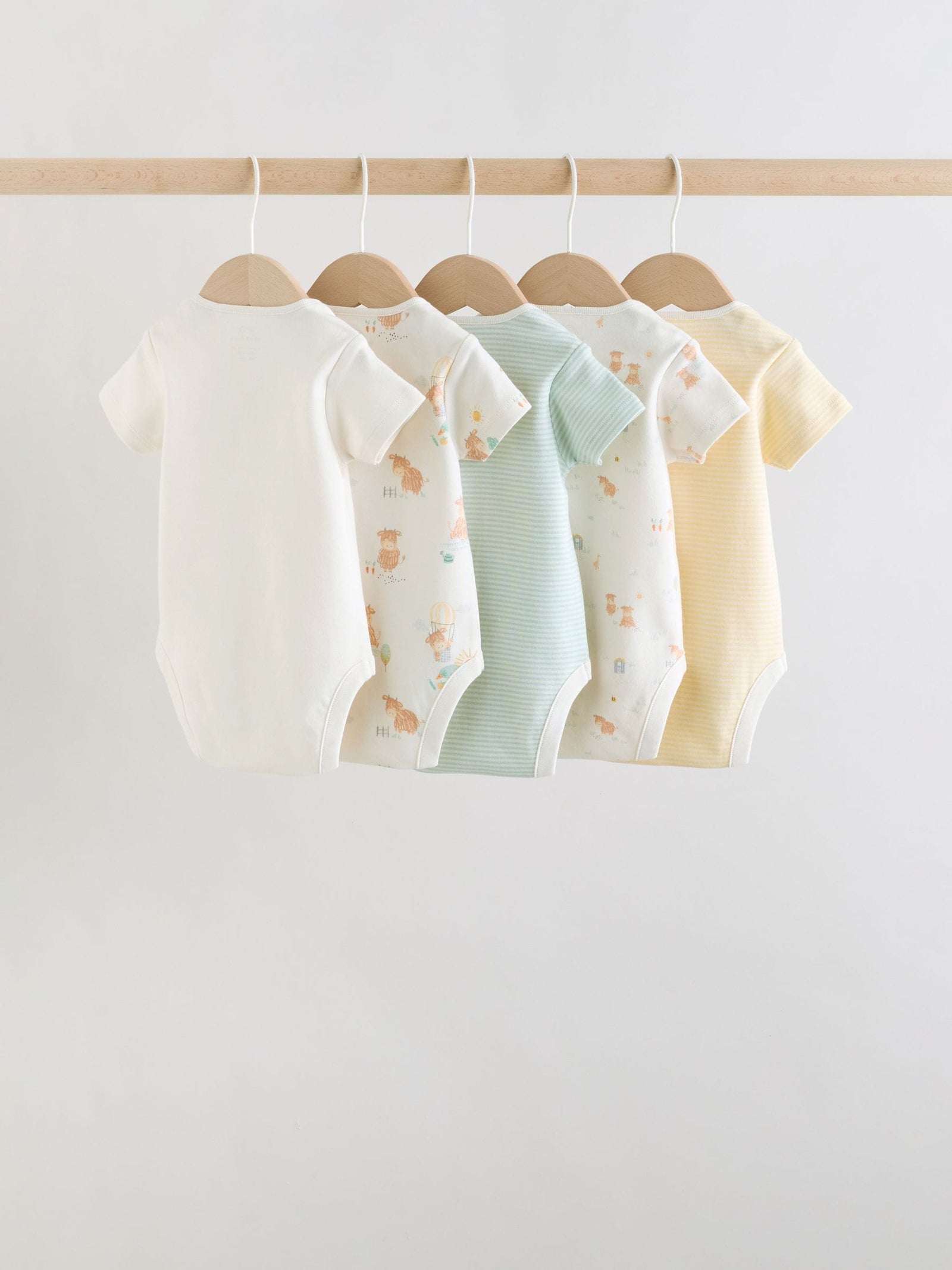 Ecru White Short Sleeve Baby Bodysuits 5 Pack