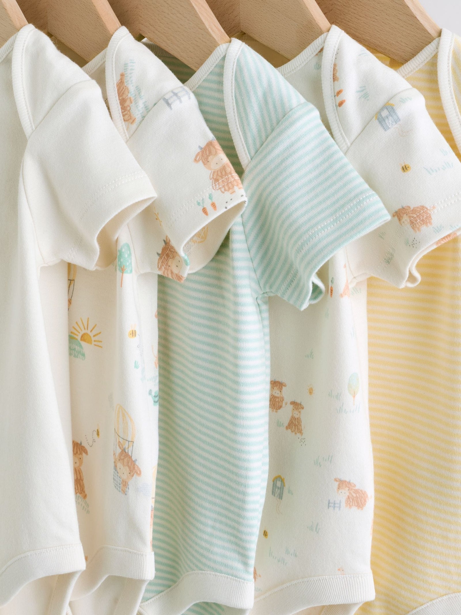 Ecru White Short Sleeve Baby Bodysuits 5 Pack