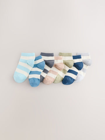 Multi Stripe Cotton Rich Trainer Socks 7 Pack
