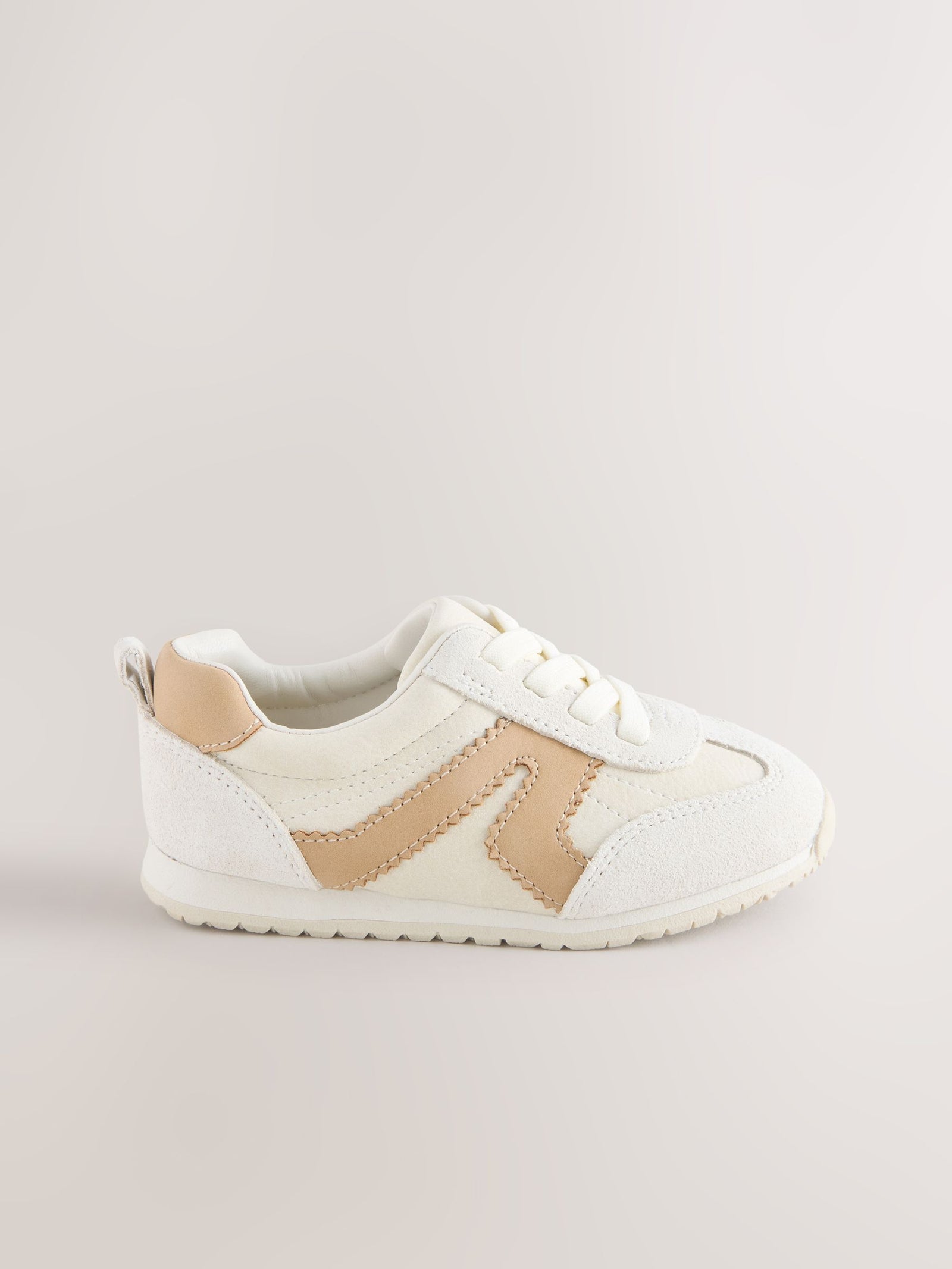 Neutral Standard Fit (F) Elastic Lace Trainers