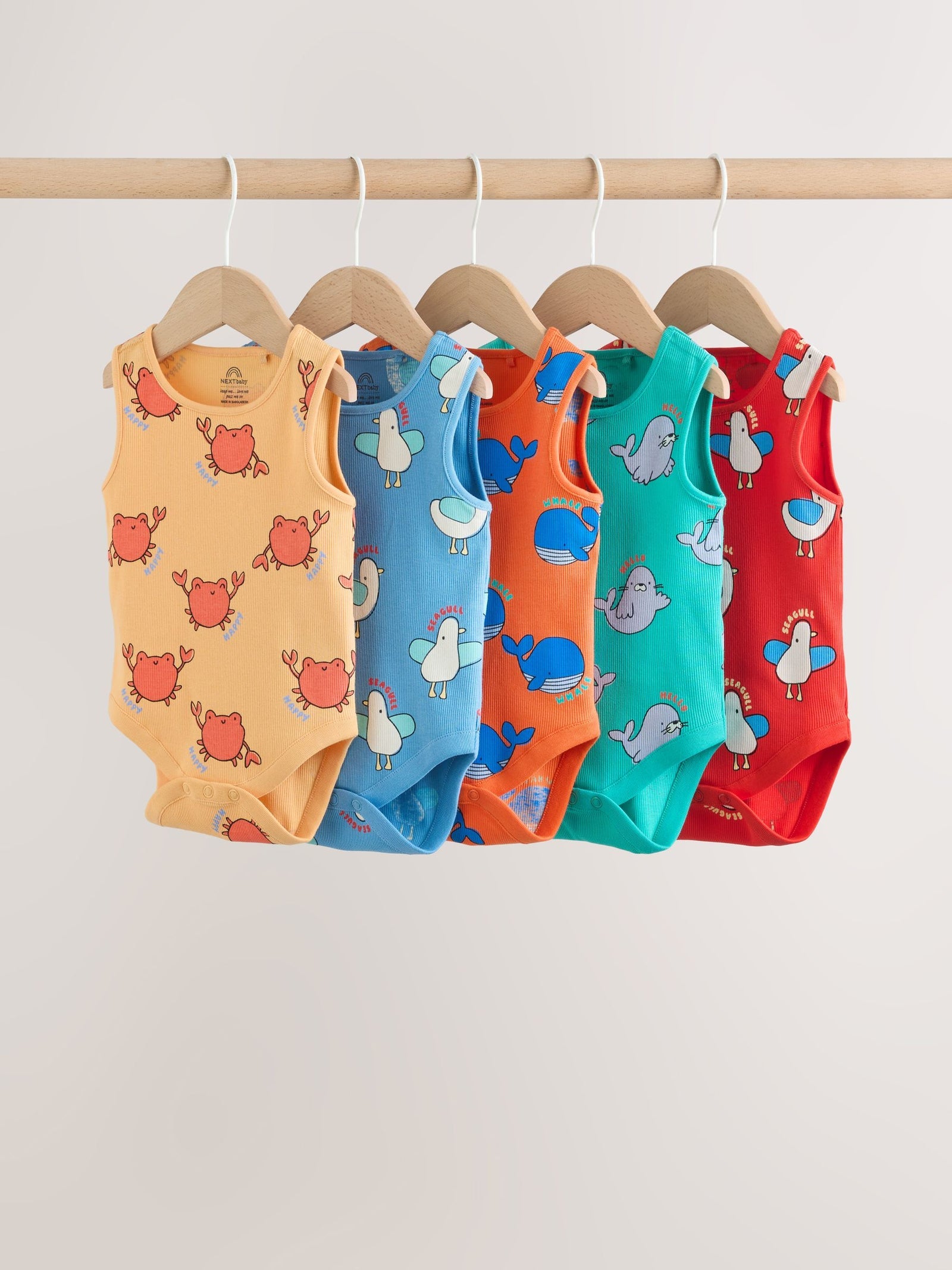 Multi Vest Baby Bodysuits 5 Pack