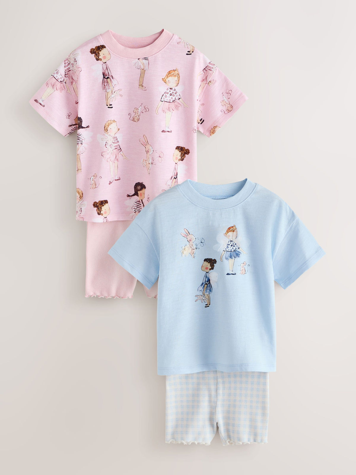 Pink/Blue Fairy Top & Cycle Shorts Set 2 Pack (3mths-7yrs)