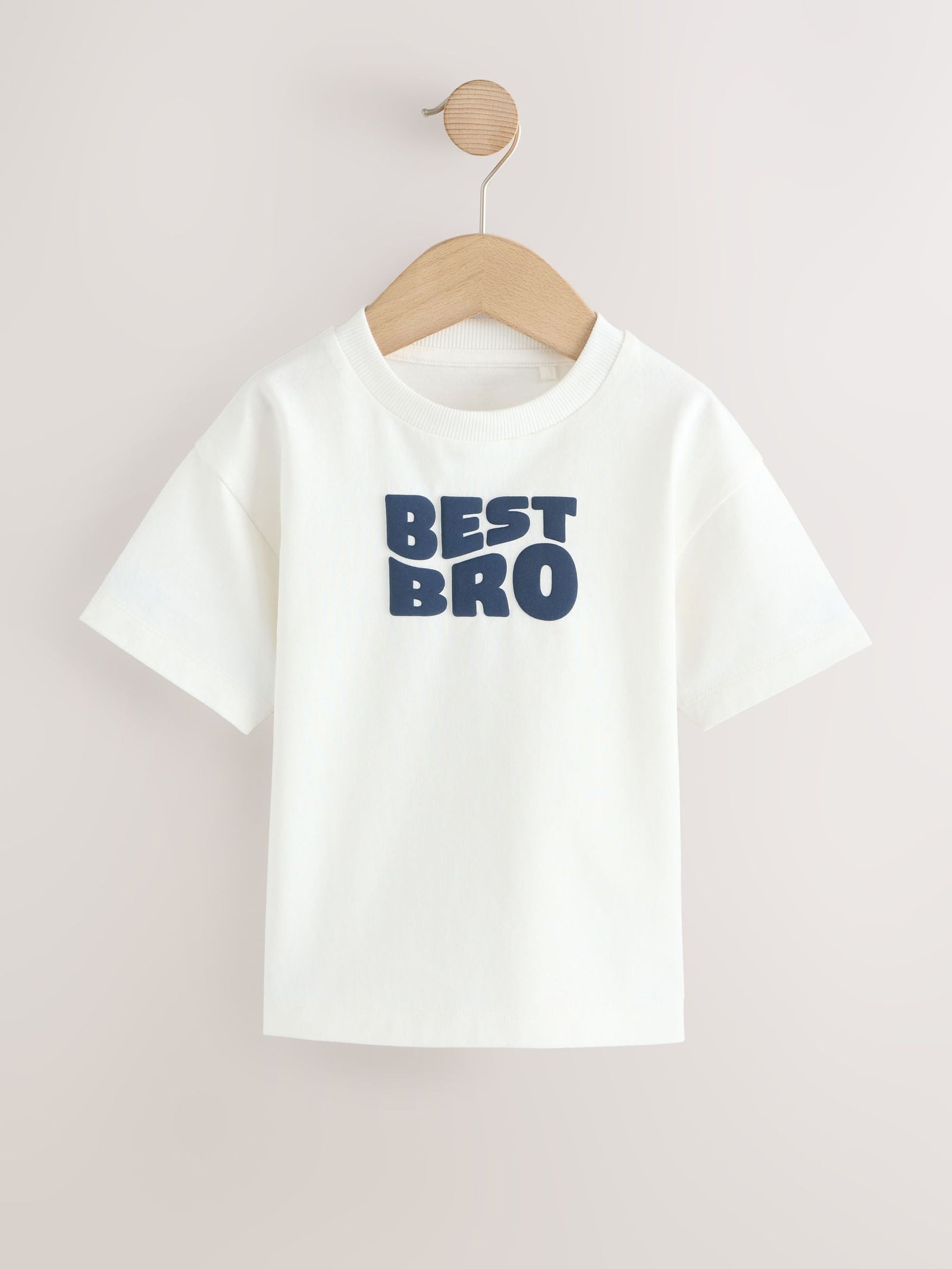 White Best Bro Slogan Short Sleeve Graphic T-Shirt (3mths-7yrs)