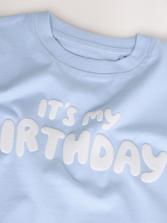 Blue It's My Birthday Short Sleeve Graphic T-Shirt (3mths-7yrs)