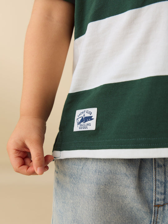 Green/White Short Sleeve Rugby Polo Shirt (3mths-7yrs)